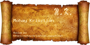 Mohay Krisztián névjegykártya